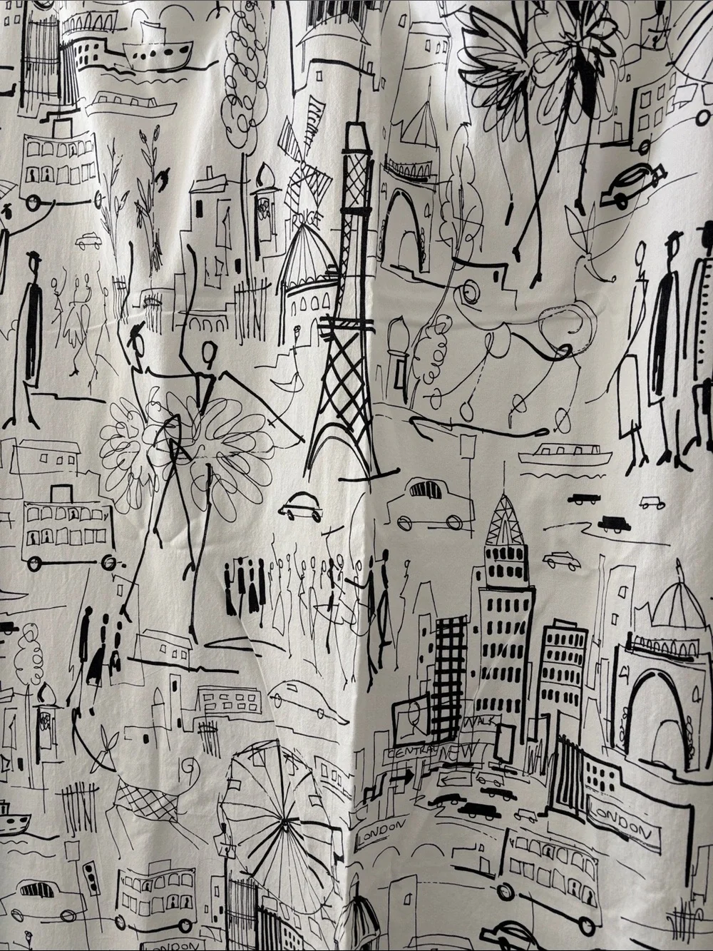 City Sketch Black & White Shower Curtain